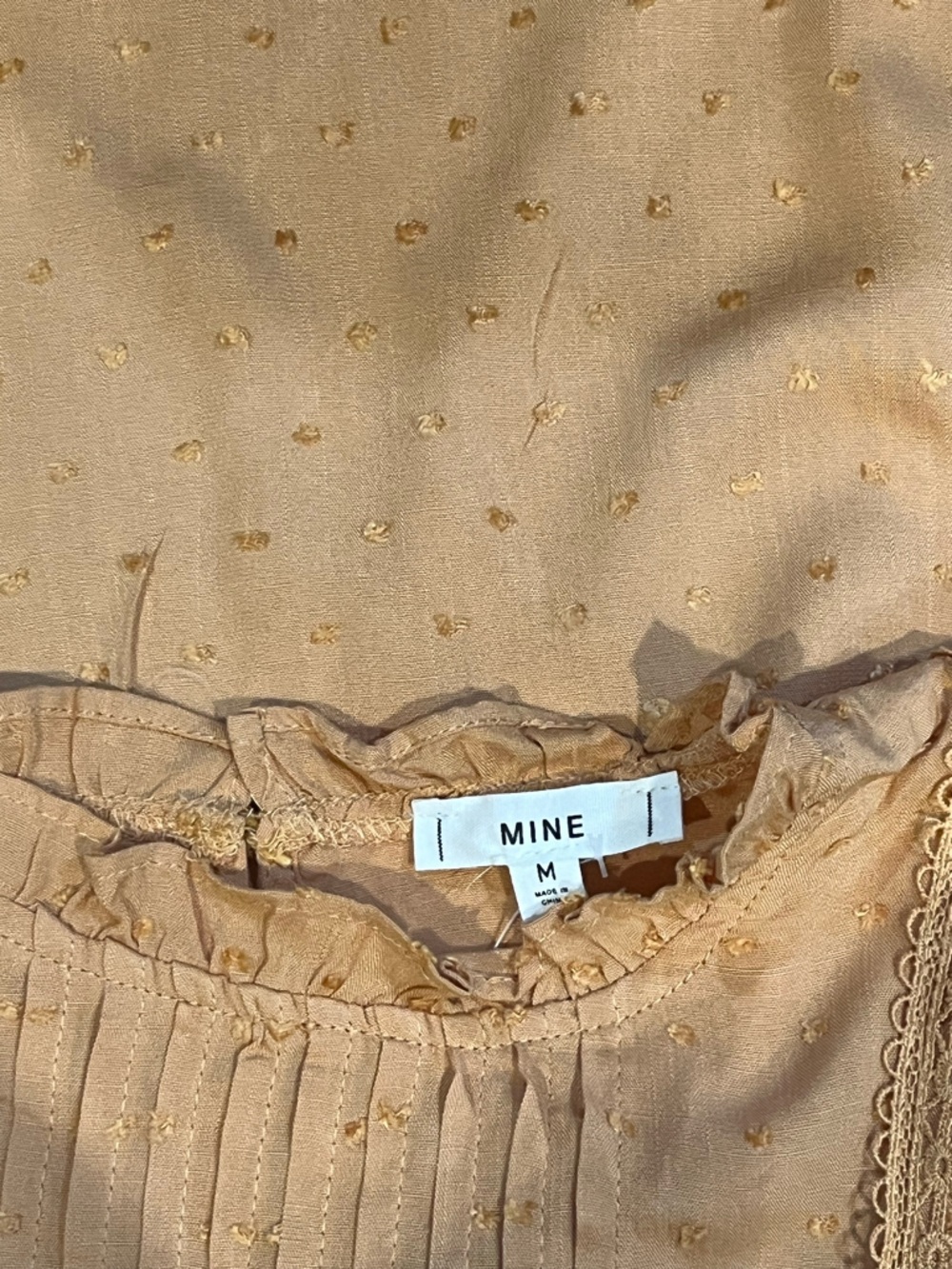 mine Peach Ruffle-Sleeve Swiss Dot Blouse - Picture 5 of 5